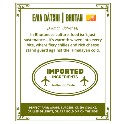 Bhutan's Ema Datshi (Cheesy + Spicy) Gourmet Dip With Baked Lavash Chips (Combo) (100+85gms)