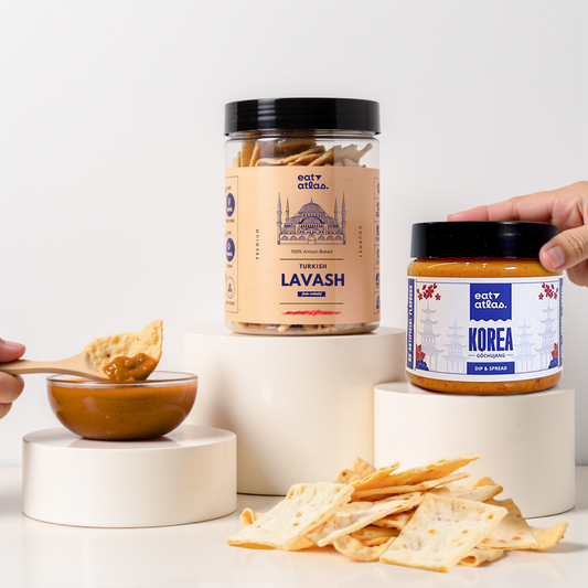 Korea's Cheesy Gochujang Gourmet Dip With Baked Lavash Chips (Combo)