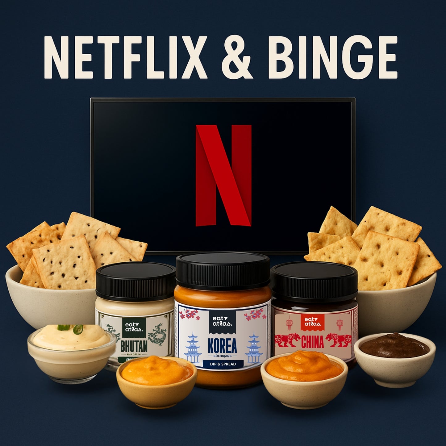 The Perfect Trio: Gochujang, Ema Datshi & Dochi | Korean Dip, Bhutanese Chilly Dip & China Black Bean Dip Combo | International flavors | Ready-to-Eat (Pack of 3) (200gm each)