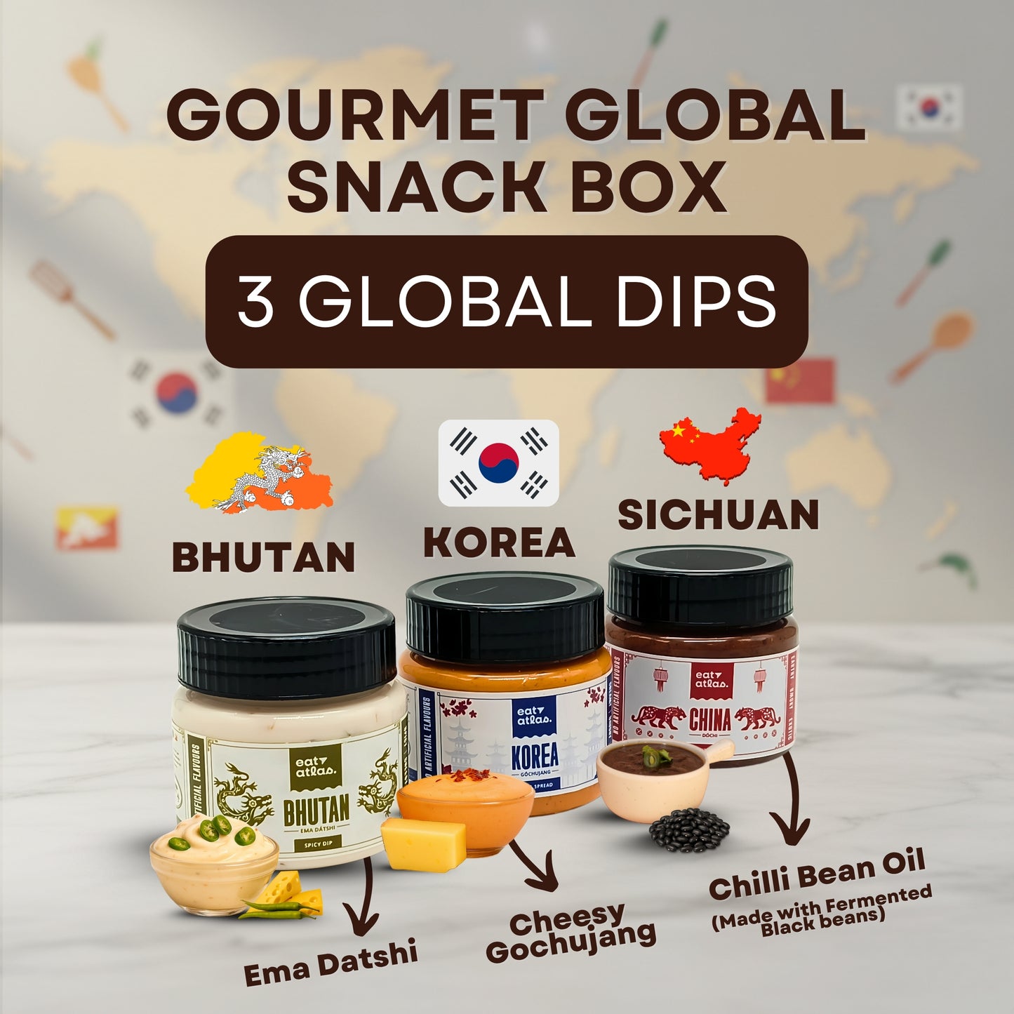 Mini Dip Set – All 3 Iconic Flavours from Korea, Sichuan & Bhutan
