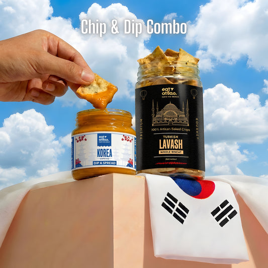 Korea's Cheesy Gochujang Gourmet Dip With Baked Lavash Chips (Combo) (100+85gms)