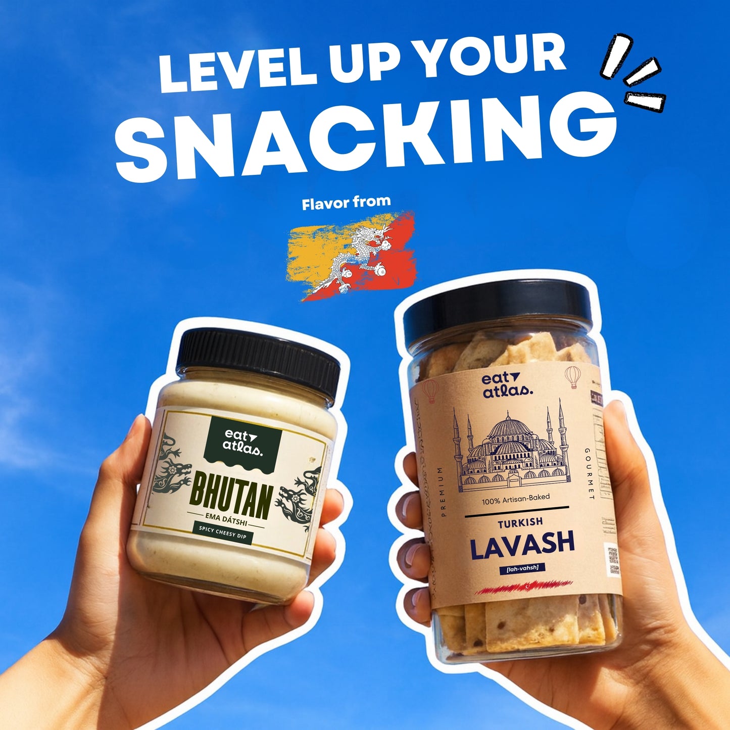 Bhutan's Ema Datshi (Cheesy + Spicy) Gourmet Dip With Baked Lavash Chips (Combo) (100+85gms)