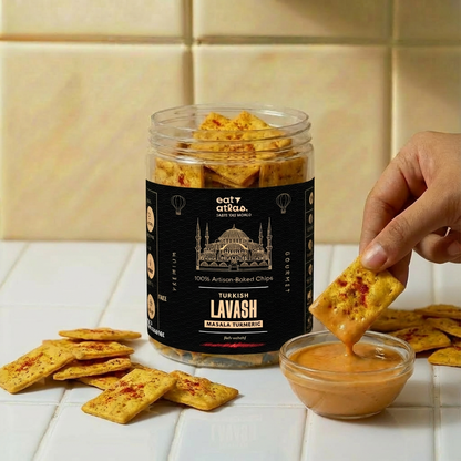 Masala Turmeric Baked Lavash Chips- Ultra-Crispy, No Palm Oil, Just Add Dip (85g)