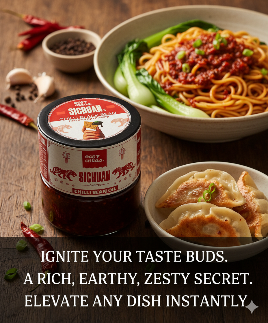 Sichuan’s Chilli Bean Oil | Fermented Black Bean Versatile Oil for a unique spicy kick | Dip of Sichuan, China | Ready-to-Eat | 200gms
